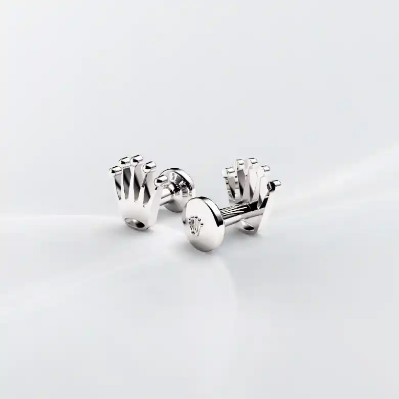 Rolex ‘Crown’ cufflinks in white gold, A1019 at AH Riise
