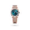 Rolex Day-Date 36 in Everose gold, Blue-green set with diamonds dial, Diamond-set bezel, and President bracelet, m128345rbr-0083 - AH Riise