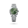 Rolex Day-Date 40 in platinum with an Olive green dial, fluted bezel, and President bracelet, m228236-0008 - AH Riise