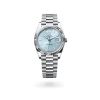 Rolex Day-Date 40 in platinum with an ice blue dial, fluted bezel, and President bracelet - AH Riise