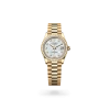 Rolex Datejust 31 in yellow gold and diamonds with a White mother-of-pearl dial with diamonds, bezel with diamonds, and President bracelet, m278288rbr-0006 - AH Riise
