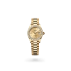 Rolex Lady-Datejust 28 in yellow gold and diamonds, with a Champagne-colour dial, bezel with diamonds, and President bracelet, m279138rbr-0006 - AH Riise