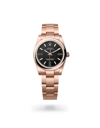Rolex Oyster Perpetual 34 in Everose gold with a Black dial, domed  bezel, and Oyster bracelet, m124205-0001 - AH Riise