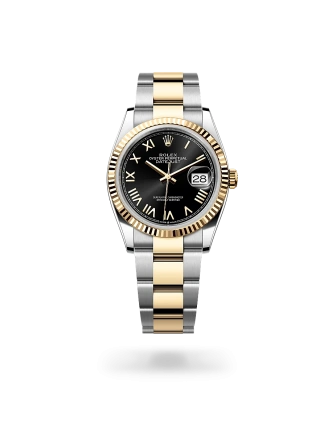 Rolex Datejust 36 in Oystersteel and yellow gold with a Bright black dial, fluted bezel, and Oyster bracelet - AH Riise