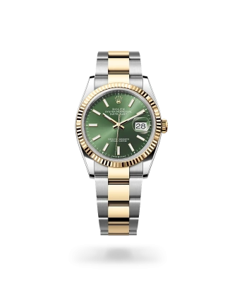 Rolex Datejust 36 in Oystersteel and yellow gold with a Olive green dial, fluted bezel, and Oyster bracelet - AH Riise