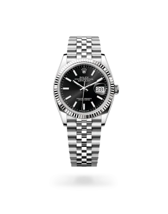 Rolex Datejust 36 in Oystersteel and white gold with a Bright black dial, fluted bezel, and Jubilee bracelet, m126234-0015 - AH Riise