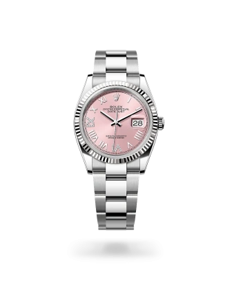 Rolex Datejust 36 in Oystersteel and white gold with a Pink set with diamonds dial, fluted bezel, and Oyster bracelet, m126234-0066 - AH Riise