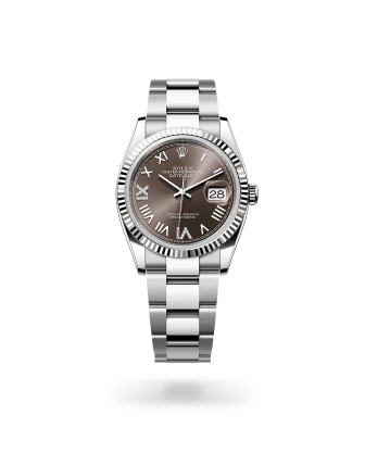 Rolex Datejust 36 in Oystersteel and white gold with a Dark grey set with diamonds dial, fluted bezel, and Oyster bracelet, m126234-0072 - AH Riise