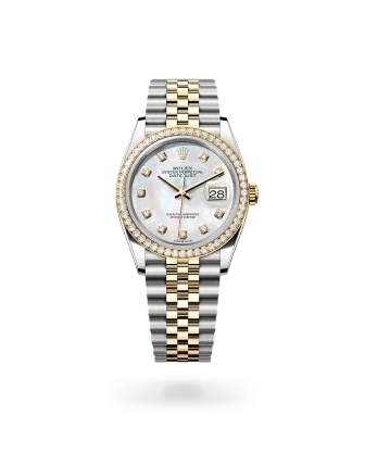 Rolex Datejust 36 in Oystersteel, yellow gold and diamonds with an White mother-of-pearl Diamond-set dial, and Jubilee bracelet, m126283rbr-0009 - AH Riise