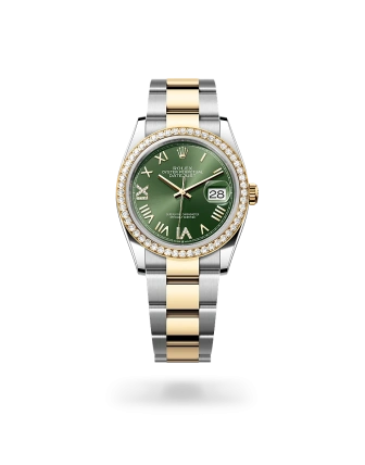 Rolex Datejust 36 in Oystersteel, yellow gold and diamonds with an Olive green Diamond-set dial, and Oyster bracelet, m126283rbr-0036 - AH Riise