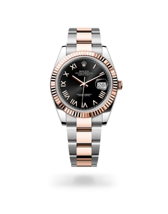 Rolex Datejust 41 in Oystersteel and Everose gold with a Bright black dial, fluted bezel, and Oyster bracelet, m126331-0023 - AH Riise