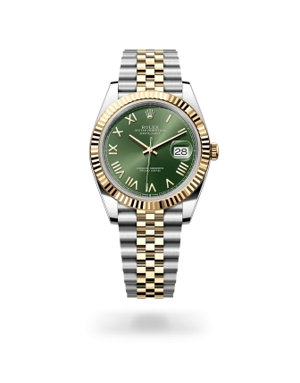 Rolex Datejust 41 in Oystersteel and yellow gold with a Olive green dial, fluted bezel, and Jubilee bracelet, m126333-0024 - AH Riise