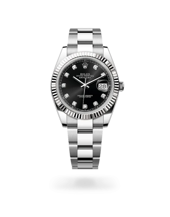 Rolex Datejust 41 in Oystersteel and white gold with a Bright black set with diamonds dial, and Oyster bracelet, m126334-0011 - AH Riise