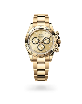 Rolex Cosmograph Daytona in yellow gold with Golden, black counter rings dial, fixed bezel, and Oyster bracelet, m126508-0005 - AH Riise