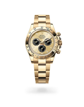 Rolex Cosmograph Daytona in yellow gold with Golden and bright black dial, fixed bezel, and Oyster bracelet, m126508-0006 - AH Riise
