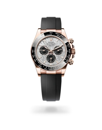Rolex Cosmograph Daytona in Everose gold with Meteorite and black dial, black monobloc Cerachrom bezel, and Oysterflex bracelet, m126515ln-0008 - AH Riise