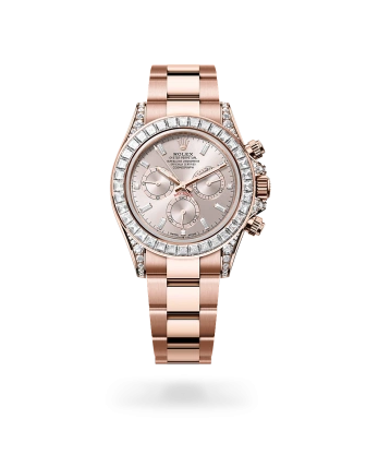 Rolex Cosmograph Daytona in Everose gold and diamonds with a Sundust dial, bezel set with diamonds, and Oyster bracelet, m126595tbr-0001 - AH Riise
