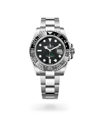 Rolex GMT-Master II in Oystersteel with black dial, bidirectional rotatable 24-hour graduated  bezel, and Oyster bracelet, m126710grnr-0004 - AH Riise