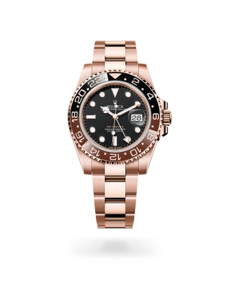 Rolex GMT-Master II in Everose gold with Black dial, bidirectional rotatable 24-hour graduated  bezel, and Oyster bracelet, m126715chnr-0001 - AH Riise