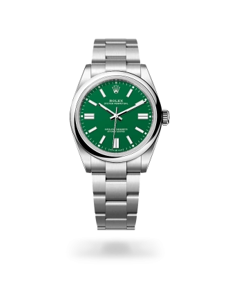 Rolex Oyster Perpetual 41  in Oystersteel with a Green dial, domed  bezel, and Oyster bracelet - AH Riise