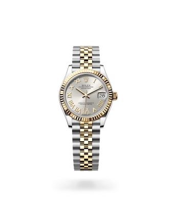 Rolex Datejust 31 in Oystersteel and yellow gold with a Silver set with diamonds dial, fluted bezel, and Jubilee bracelet, m278273-0004 - AH Riise