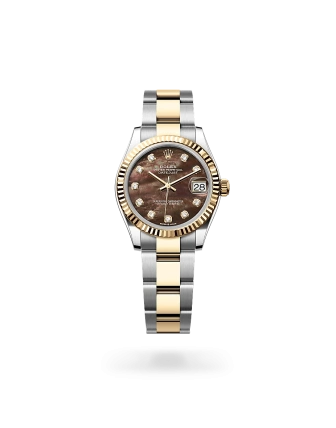 Rolex Datejust 31 in Oystersteel and yellow gold with a Black mother-of-pearl set with diamonds dial, fluted bezel, and Oyster bracelet, m278273-0023 - AH Riise