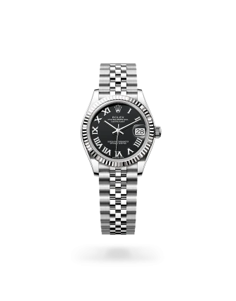 Rolex Datejust 31 in Oystersteel and white gold with a Bright black dial, fluted bezel, and Jubilee bracelet, m278274-0002 - AH Riise
