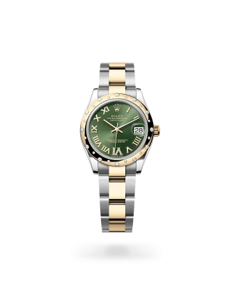 Rolex Datejust 31 in Oystersteel, yellow gold and diamonds with an Olive green set with diamonds dial, and Oyster bracelet - AH Riise