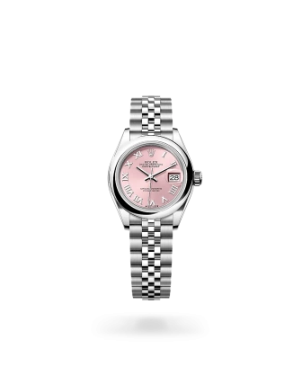 Rolex Lady-Datejust 28 in Oystersteel with a Pink dial, Domed bezel, and Jubilee bracelet - AH Riise