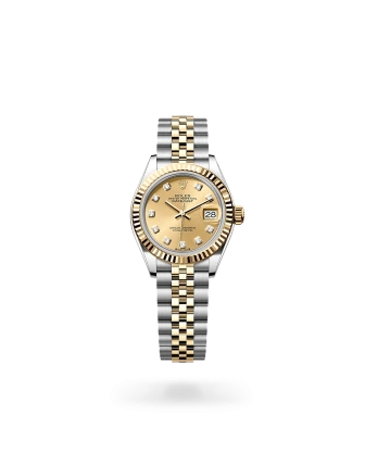 Rolex Lady-Datejust 28 in Oystersteel and yellow gold with a  Champagne-colour set with diamonds dial, fluted bezel, and Jubilee bracelet - AH Riise