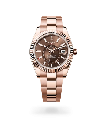 Rolex Sky-Dweller in Everose gold with a Chocolate dial, fluted bezel, and Oyster bracelet, m336935-0002 - AH Riise