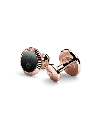 Rolex ‘Fluted’ cufflinks in Everose gold and ceramic, A1035 at AH Riise