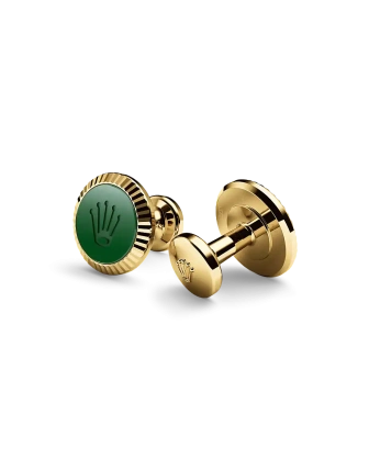Rolex ‘Fluted’ cufflinks in yellow gold and ceramic, A1038 at AH Riise