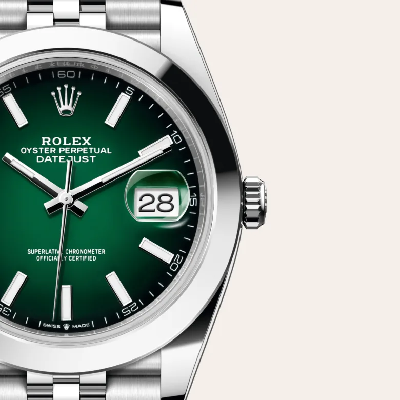 Rolex Datejust 41 in Oystersteel with a Green ombré dial, smooth bezel, and Jubilee bracelet - AH Riise