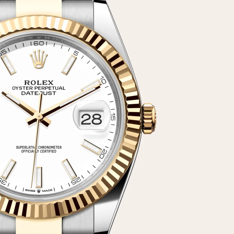 Rolex Datejust 41 in Oystersteel and yellow gold with a White dial, fluted bezel, and Oyster bracelet - AH Riise