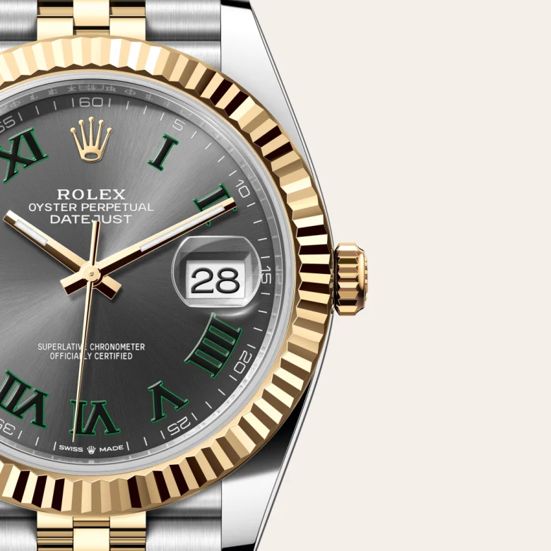 Rolex Datejust 41 in Oystersteel and yellow gold with a Slate dial, fluted bezel, and Jubilee bracelet - AH Riise
