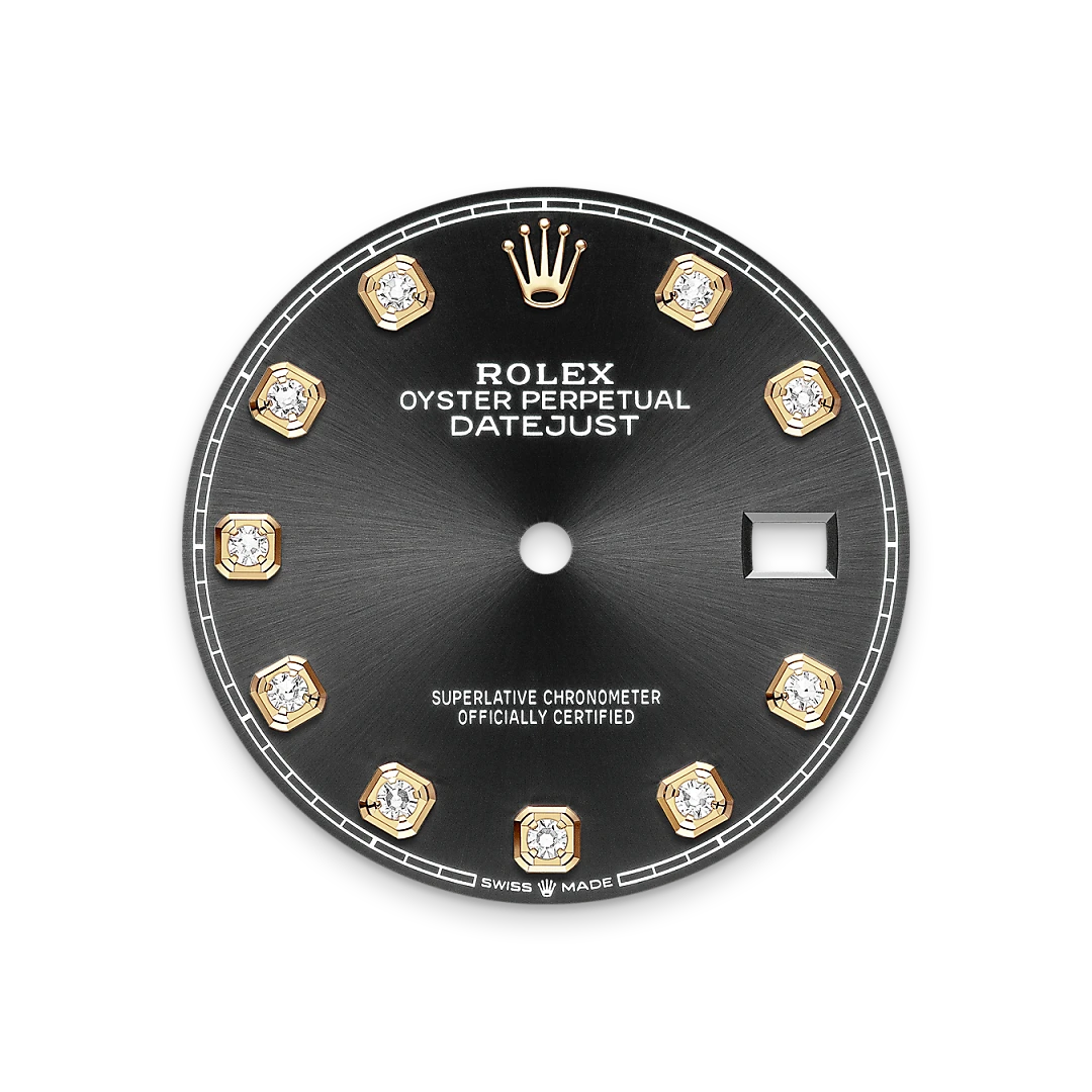 Rolex Datejust 36 in Oystersteel and yellow gold with a bright black dial with diamonds, fluted bezel, and Oyster bracelet - AH Riise