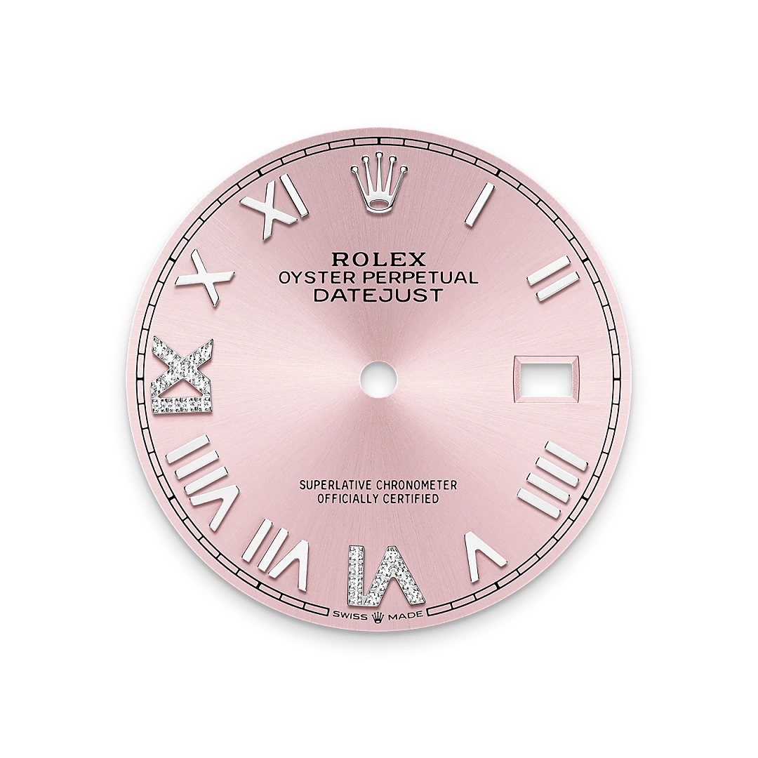 Rolex Datejust 36 in Oystersteel and white gold with a Pink set with diamonds dial, fluted bezel, and Oyster bracelet, m126234-0066 - AH Riise Rolex Datejust 36 in Oystersteel and white gold with a Pink set with diamonds dial, fluted bezel, and Oyster bracelet, m126234-0066 - AH Riise