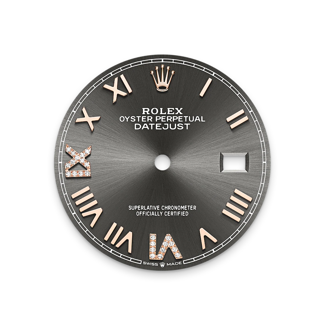 Rolex Datejust 36 in Oystersteel, Everose gold and diamonds with a Slate set with diamonds dial, bezel with diamonds, and Jubilee bracelet, m126281rbr-0035 - AH Riise