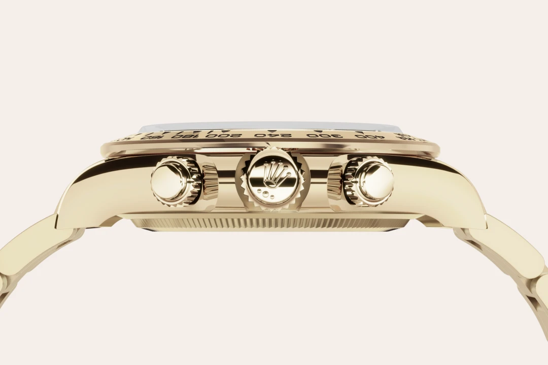 Rolex Cosmograph Daytona in yellow gold with Golden, black counter rings dial, fixed bezel, and Oyster bracelet, m126508-0005 - AH Riise