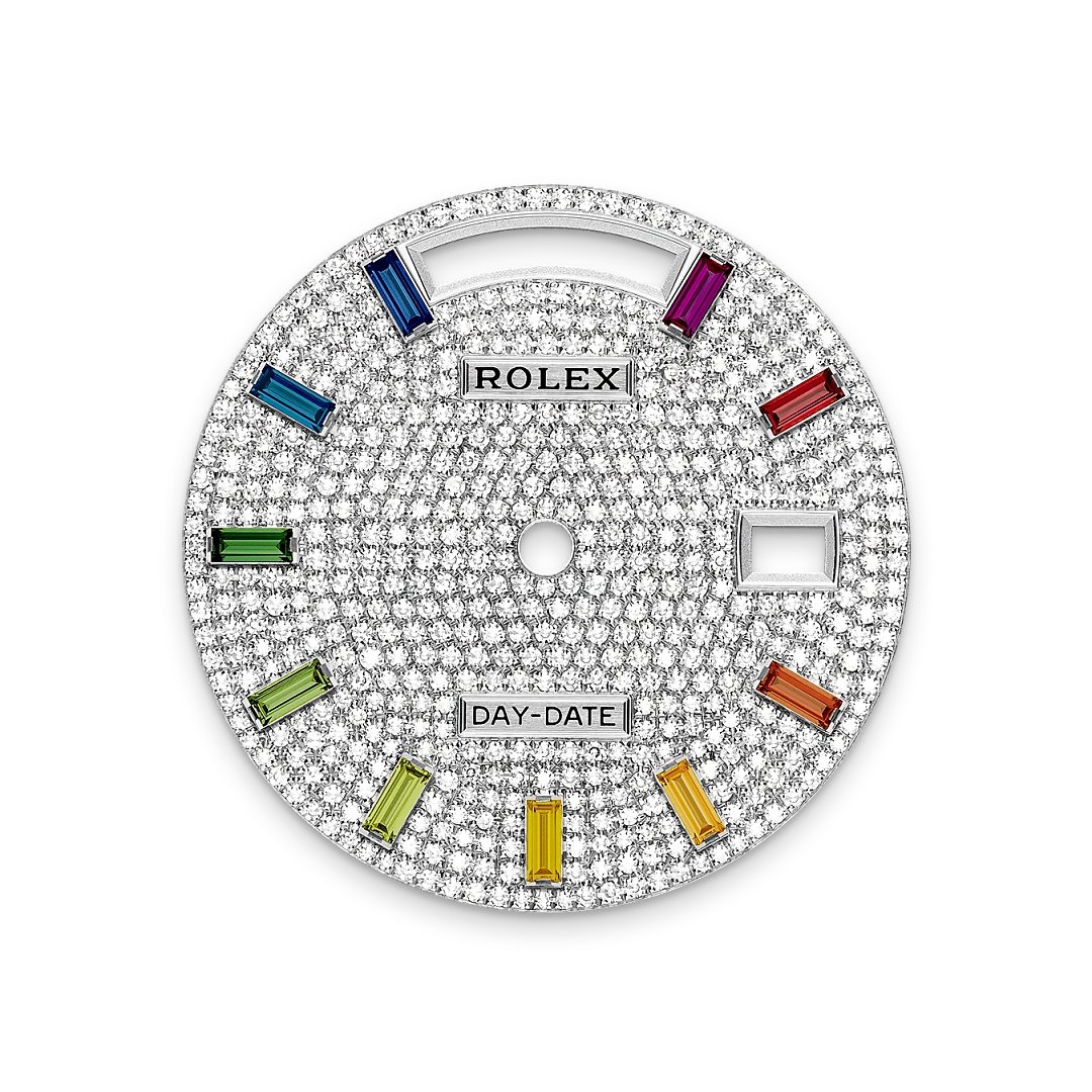 Rolex Day-Date 36 in white gold, Diamond-paved dial, bezel Set with diamonds, and President bracelet, m128349rbr-0081 - AH Riise