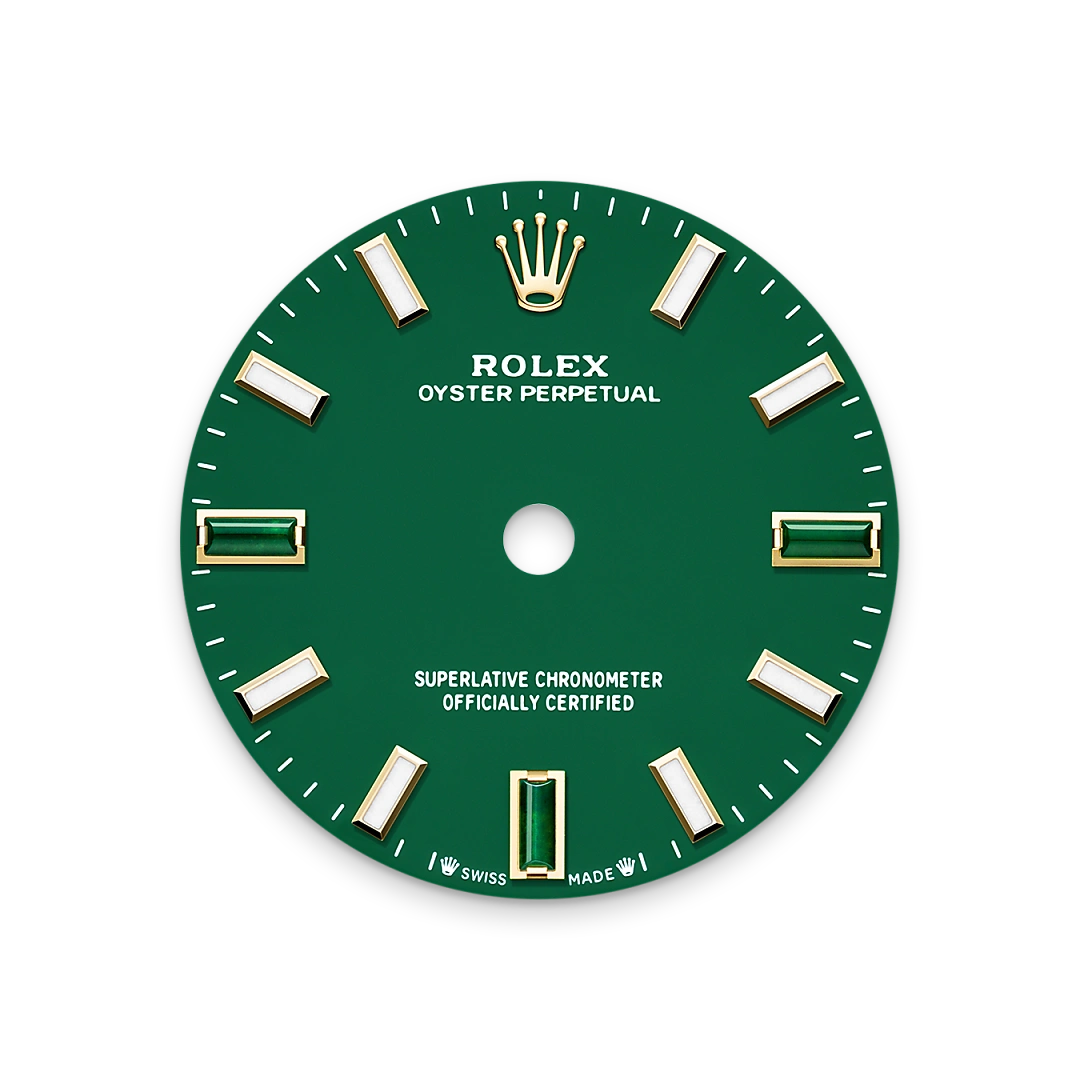 Rolex Oyster Perpetual 28 in yellow gold with a Green stone dial, domed  bezel, and Oyster bracelet, m276208-0002 - AH Riise