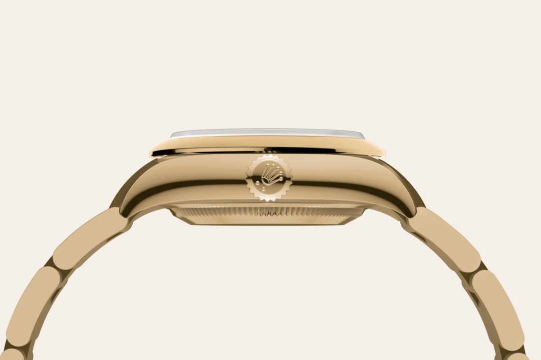 Rolex Oyster Perpetual 28 in yellow gold with a Green stone dial, domed  bezel, and Oyster bracelet, m276208-0002 - AH Riise