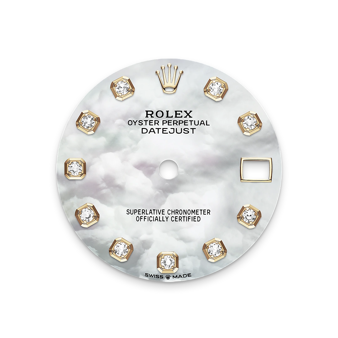 Rolex Datejust 31 in Oystersteel and yellow gold with a White mother-of-pearl set with diamonds dial, fluted bezel, and Jubilee bracelet, m278273-0028 - AH Riise