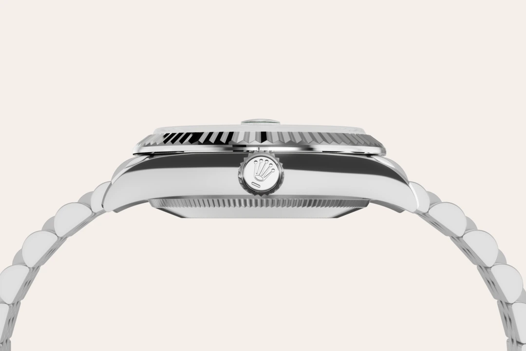 Rolex Datejust 31 in Oystersteel and white gold with a Bright black dial, fluted bezel, and Jubilee bracelet, m278274-0002 - AH Riise