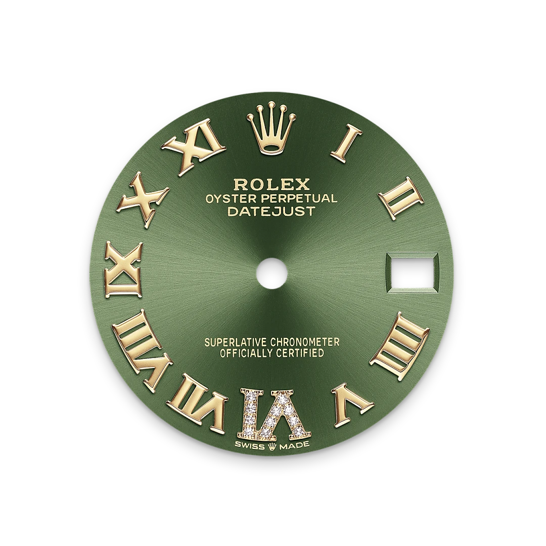 Rolex Datejust 31 in Oystersteel, yellow gold and diamonds with an Olive green Domed, set with diamonds dial, and Oyster bracelet, m278343rbr-0015 - AH Riise