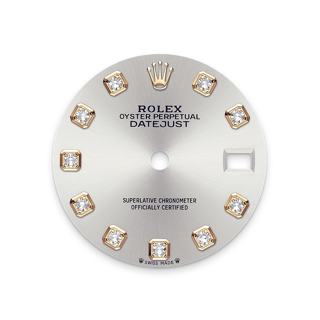 Rolex Lady-Datejust 28 in Oystersteel and yellow gold with a  Silver set with diamonds dial, fluted bezel, and Jubilee bracelet, m279173-0007 - AH Riise