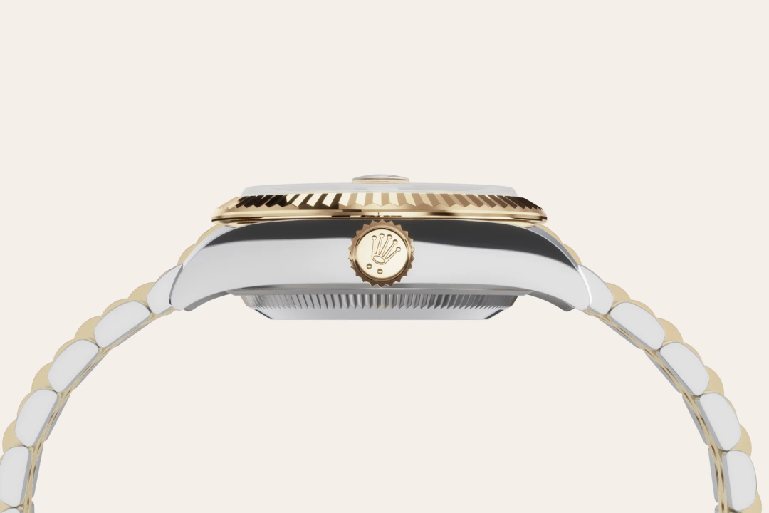 Rolex Lady-Datejust 28 in Oystersteel and yellow gold with a  Silver set with diamonds dial, fluted bezel, and Jubilee bracelet, m279173-0007 - AH Riise