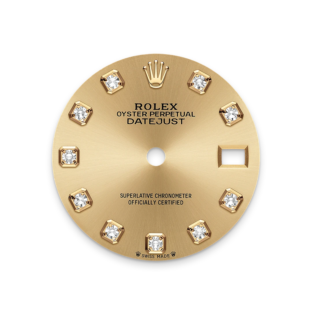 Rolex Lady-Datejust 28 in Oystersteel and yellow gold with a  Champagne-colour set with diamonds dial, fluted bezel, and Jubilee bracelet, m279173-0011 - AH Riise