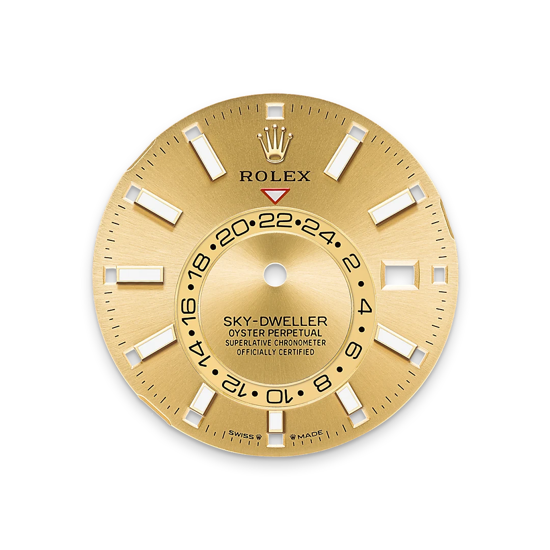 Rolex Sky-Dweller in Oystersteel and yellow gold with a champagne-colour dial, fluted bezel, and Jubilee bracelet, m336933-0002 - AH Riise